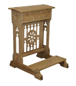 French Gothic Revival bleached oak prayer stool