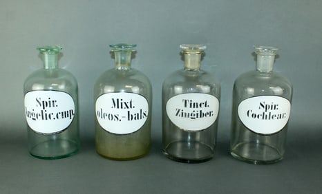 Lot of 4 French glass apothecary jars