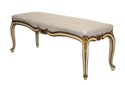 French Louis XV style backless bench with upholstered seat
