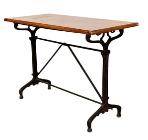 French cast iron bistro table with wood top