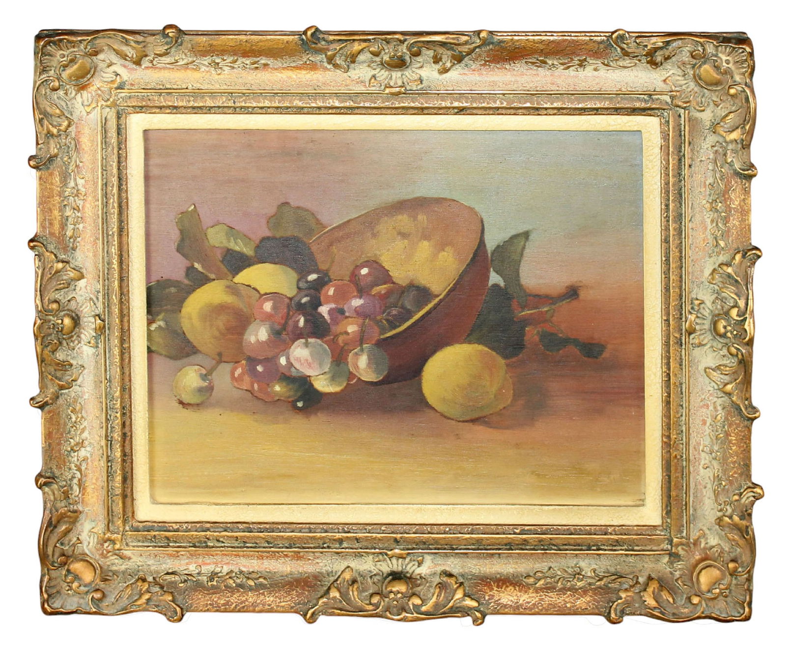 French oil on board painting with fruit (1 of 6)