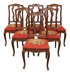 Set of 6 French Provincial oak side chairs