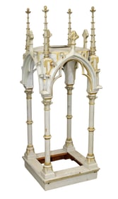 French Gothic Revival altar niche with lancet arches