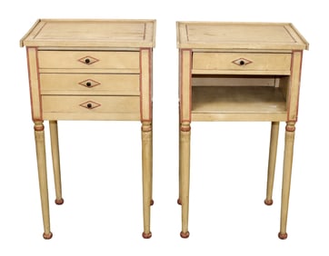 Companion pair of French painted night stand chevets