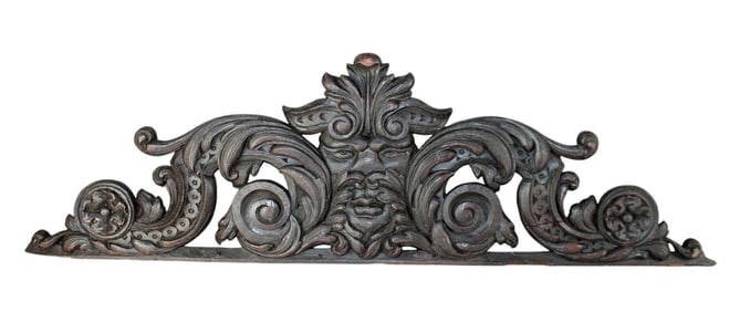 French carved oak overdoor with mythological mask