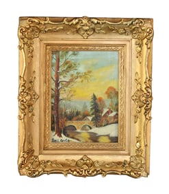 Louis Apolh (Dutch, 1850-1936) oil on canvas painting landscape