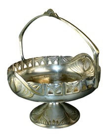 Art Nouveau silver plated pedestal basket