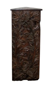French corner pedestal with relief carved panel of laurel leaves