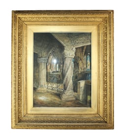 John Lennie watercolor painting on paper depicting Cathedral scene