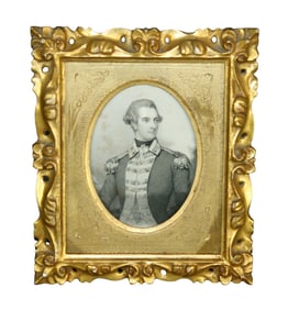 Miniature gold leaf frame with portrait of James Cunningham