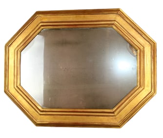 Octagonal gilt wood mirror with original glass