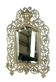 Victorian cast iron mirror with Bacchus mask