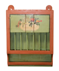 French Provincial painted plate hutch