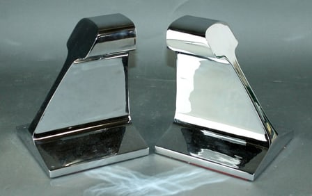 Pair of chrome railroad track bookends