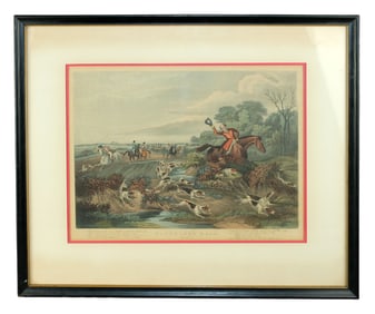 "Bachelor's Hall" fox hunt framed etching