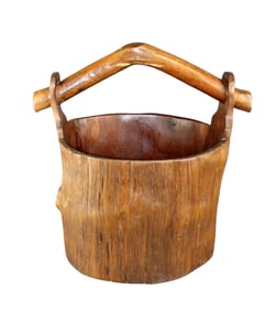 French Naturalistic form oak water bucket