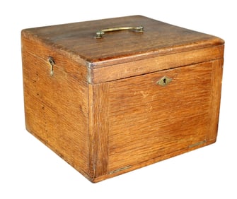 French wooden artist's box with brass handle