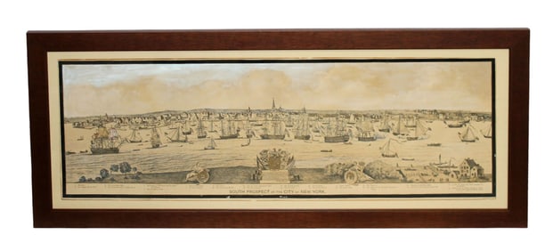 Hand colored engraving of South Prospect, New York City Harbor