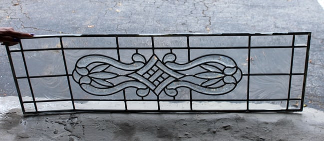 Beveled and leaded glass transom window