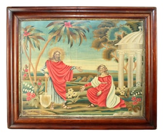 Antique English embroidery depicting Jesus