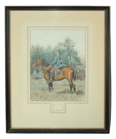 Edouard Detaille Photogravure of Hussards soldier on horseback