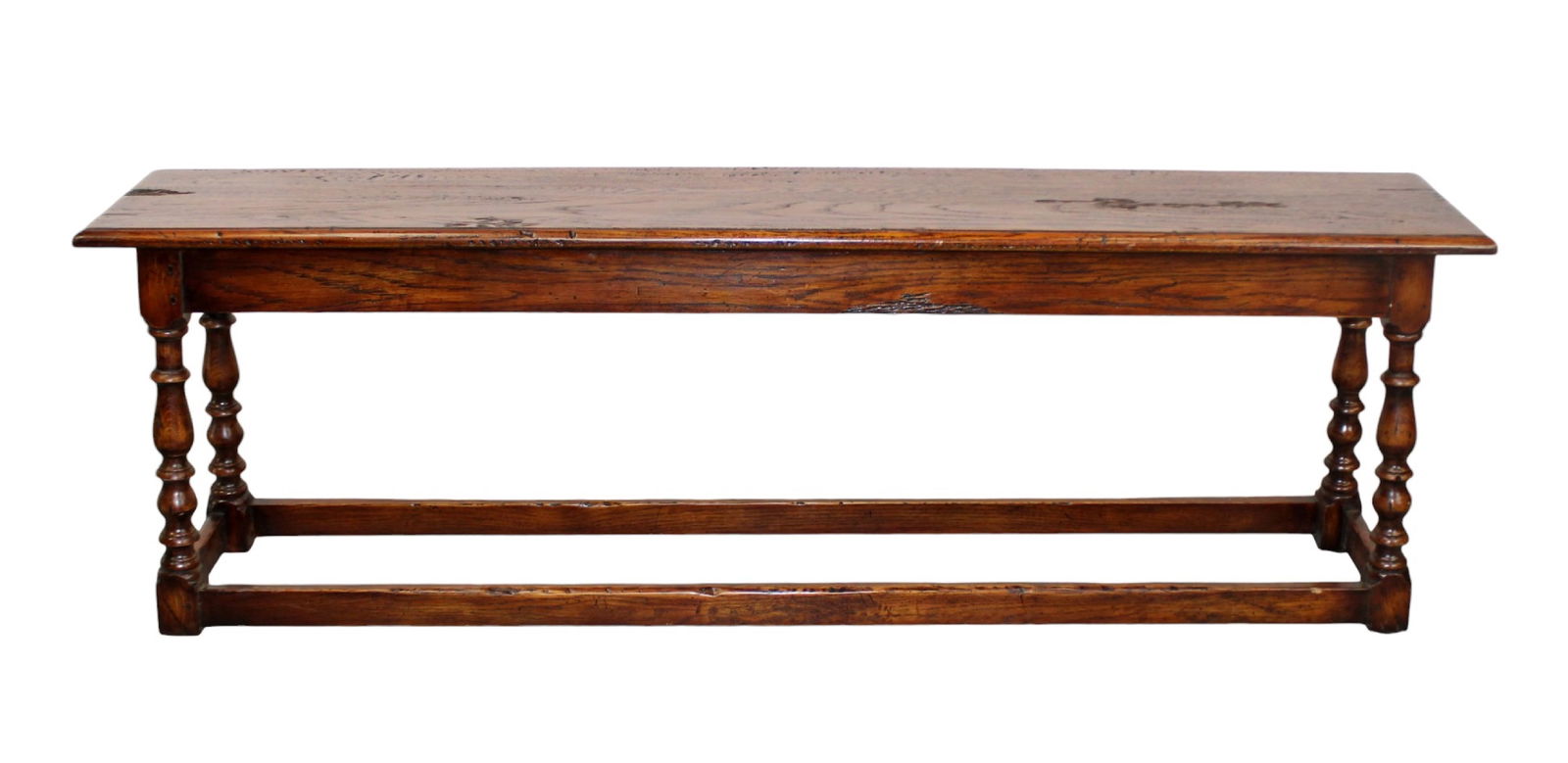 French Heritage long bench on turned legs in waxed oak (1 of 7)