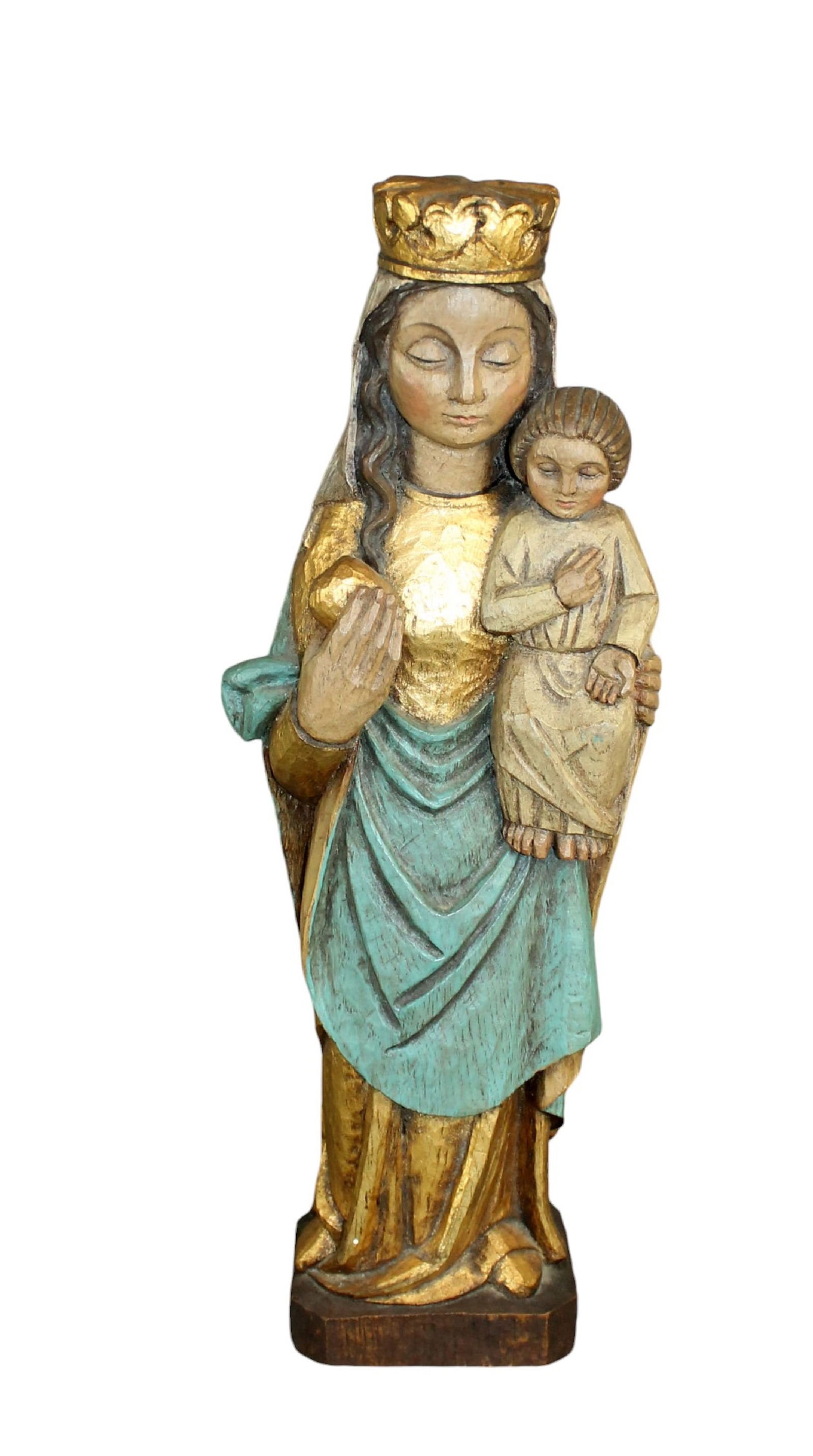 Carved wooden statue of Madonna and child (1 of 8)