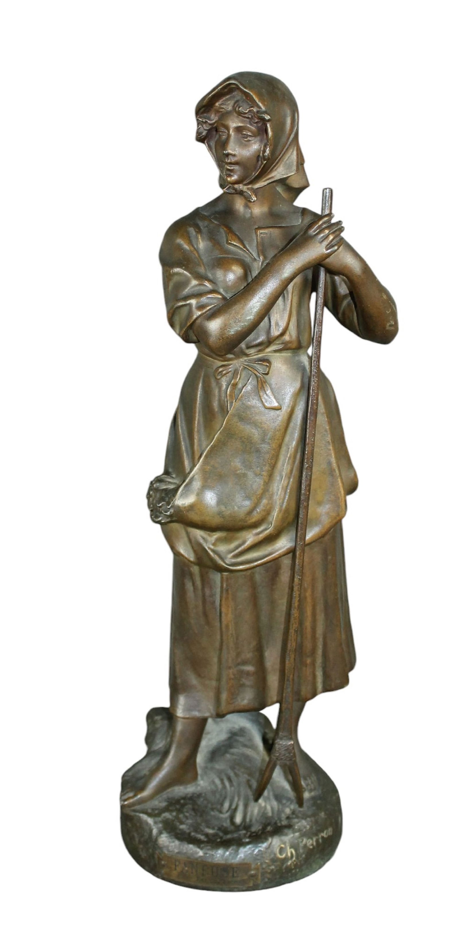 French bronze figural sculpture "Faneuse" after Charles Perron (1 of 9)