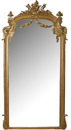 Grand scale French Louis XVI gold leaf mirror