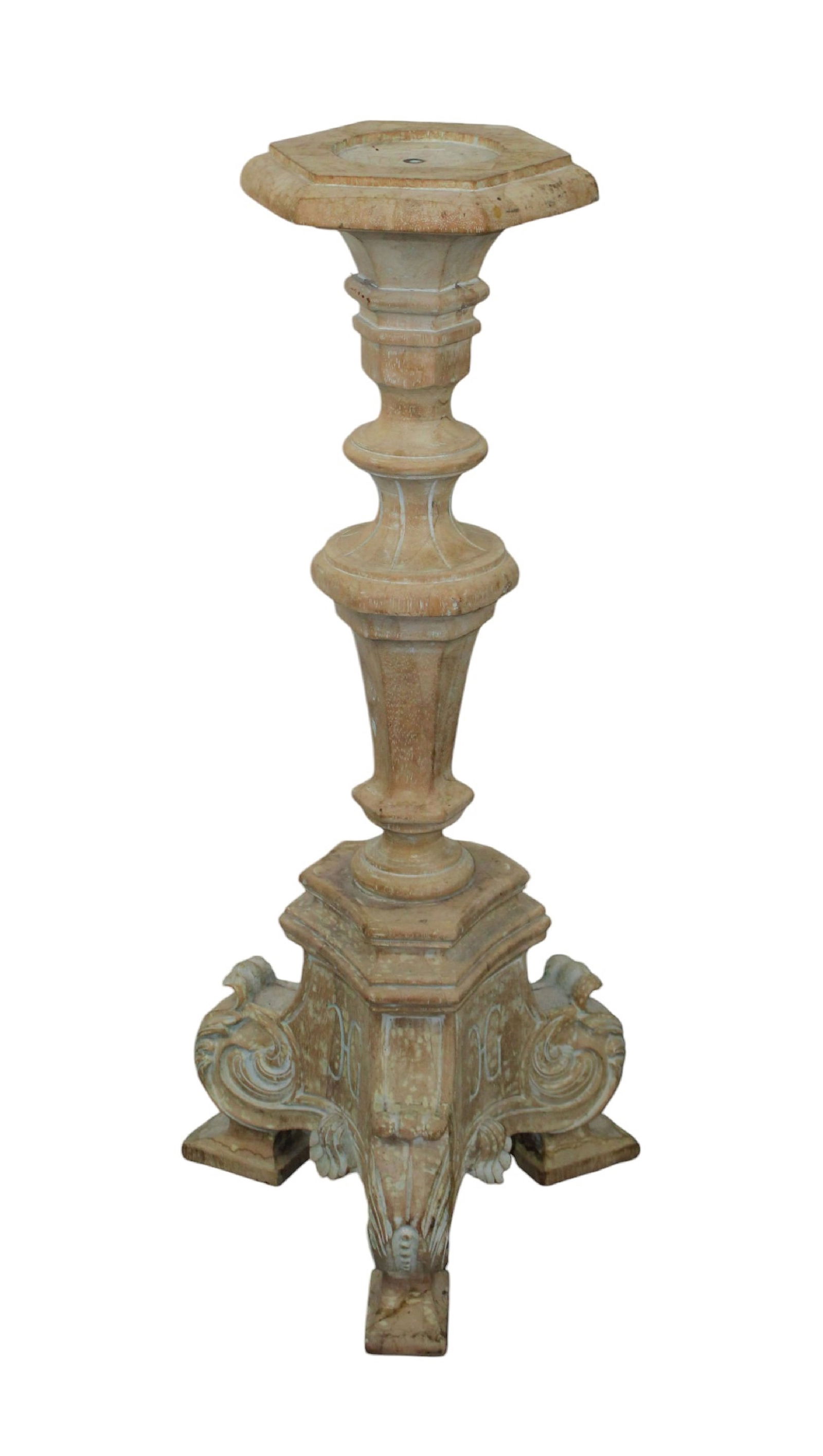 French Baroque style polychrome wooden candle holder (1 of 8)