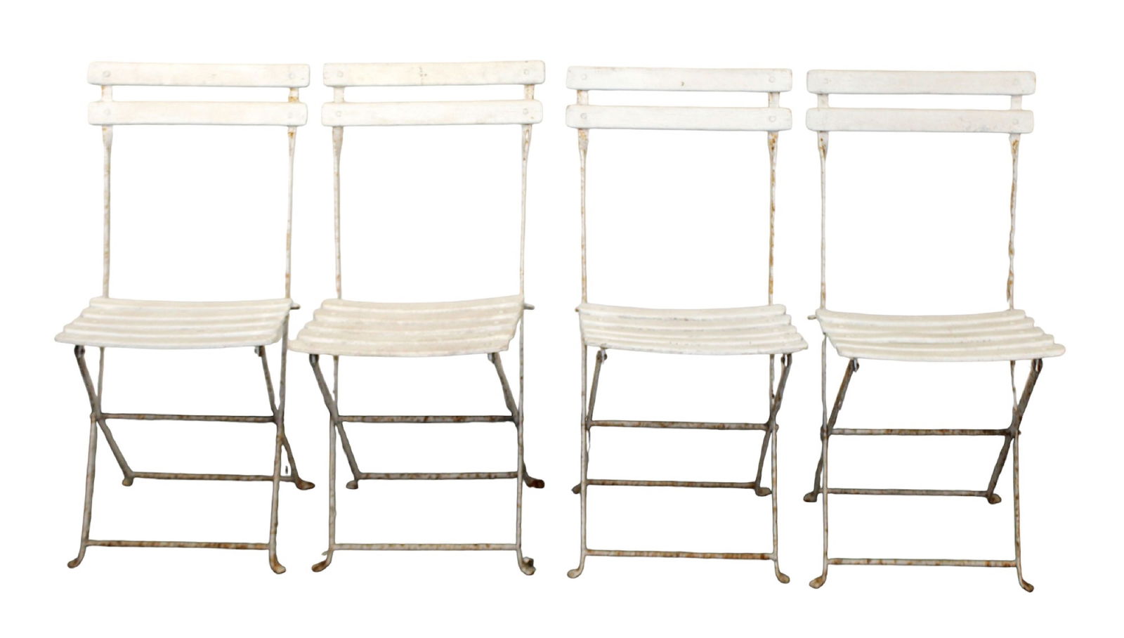 Set of 4 French painted folding garden chairs (1 of 5)