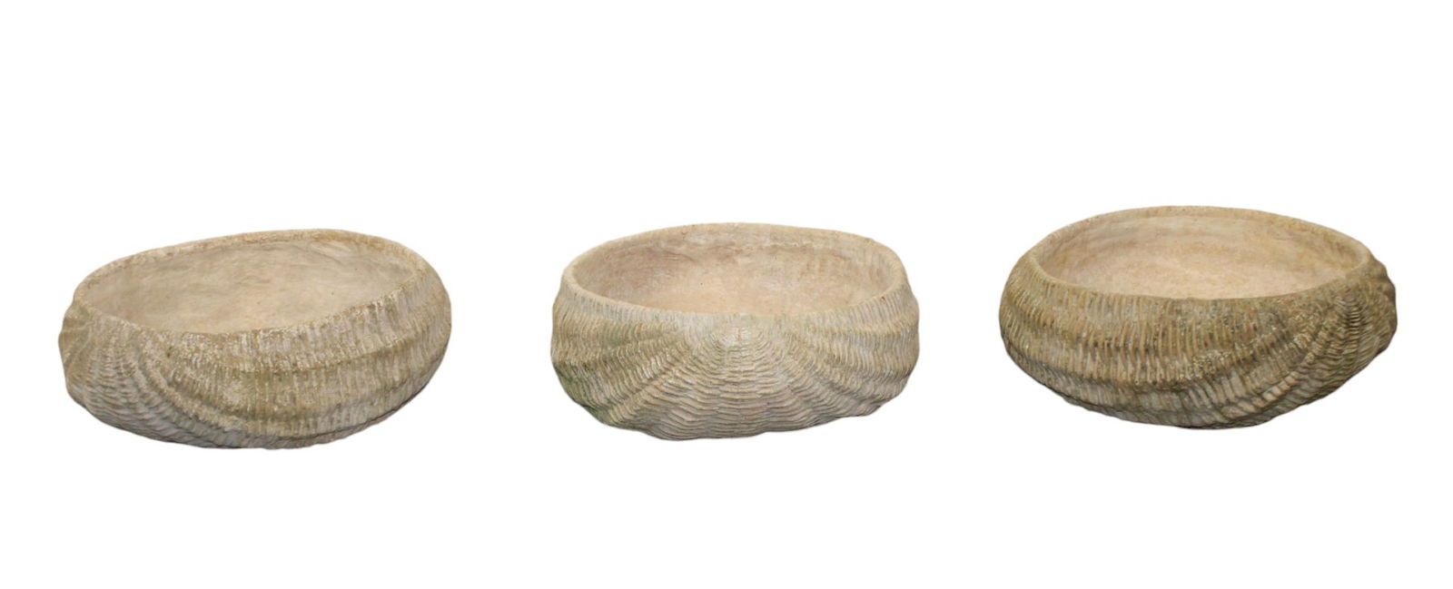 Lot of 3 basket weave concrete planters (1 of 9)