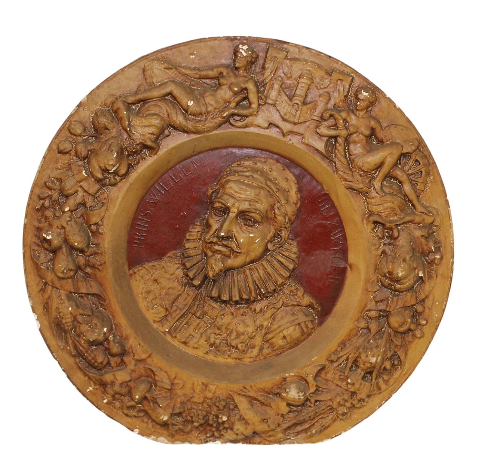 Dutch painted plaster portrait plaque of Willem the Silent (1 of 8)