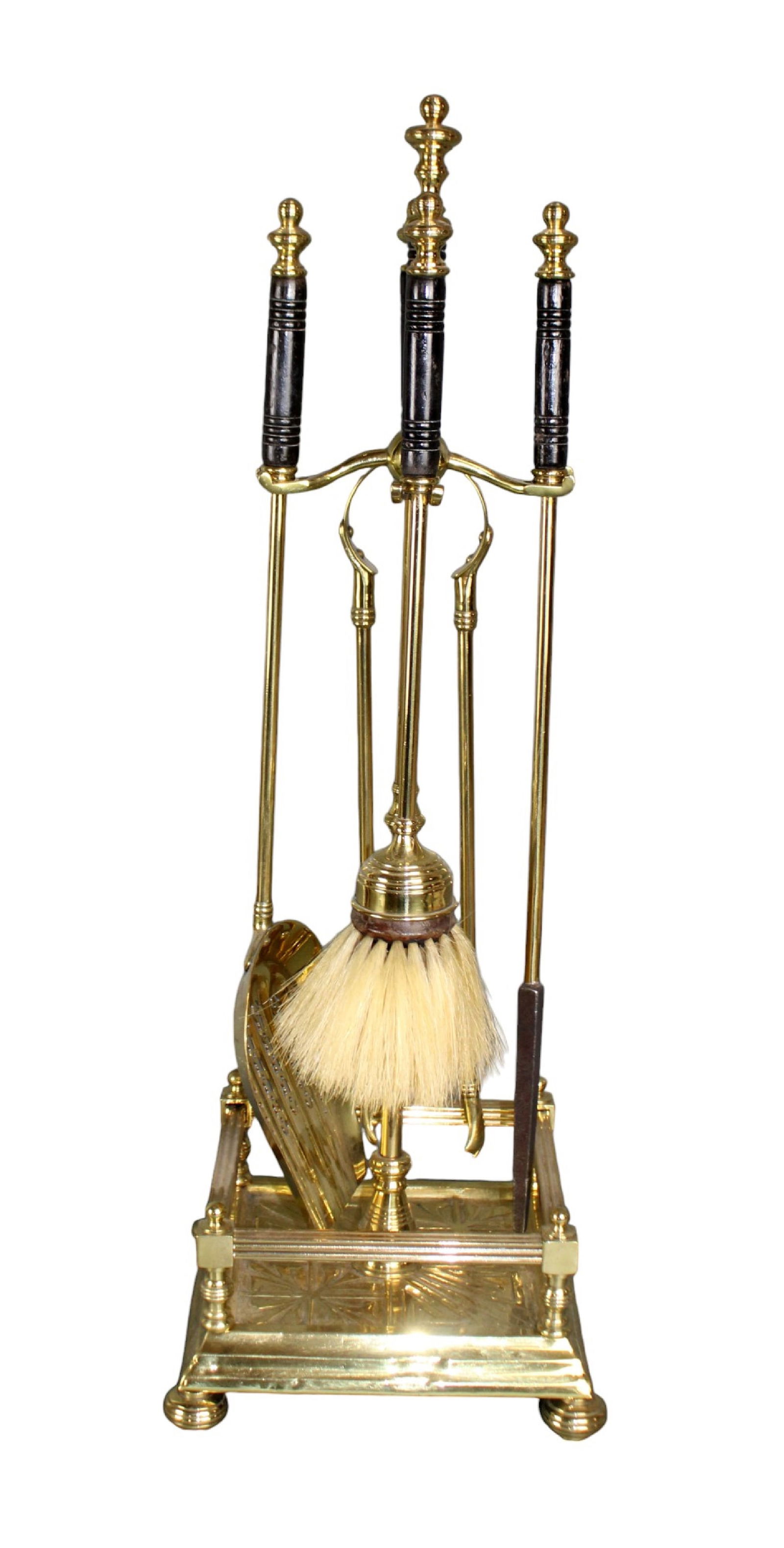 Set of American embossed brass fire tools (1 of 7)