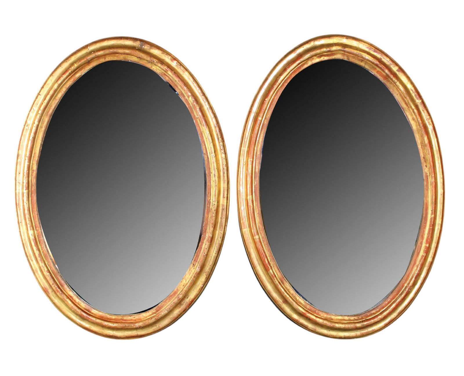 Pair of French Louis Philippe gold leaf oval mirrors (1 of 19)