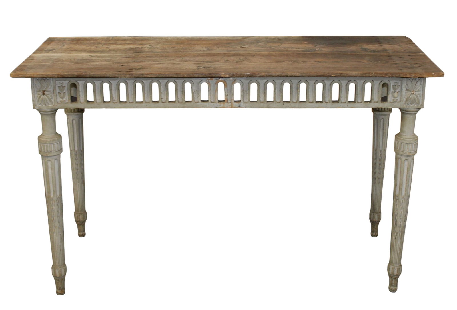 French Louis XVI style console table on fluted legs (1 of 11)