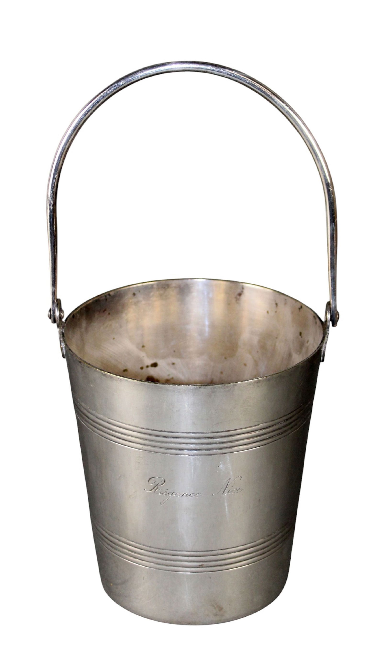 French silverplate ice bucket from the Hotel Regence Nice (1 of 11)