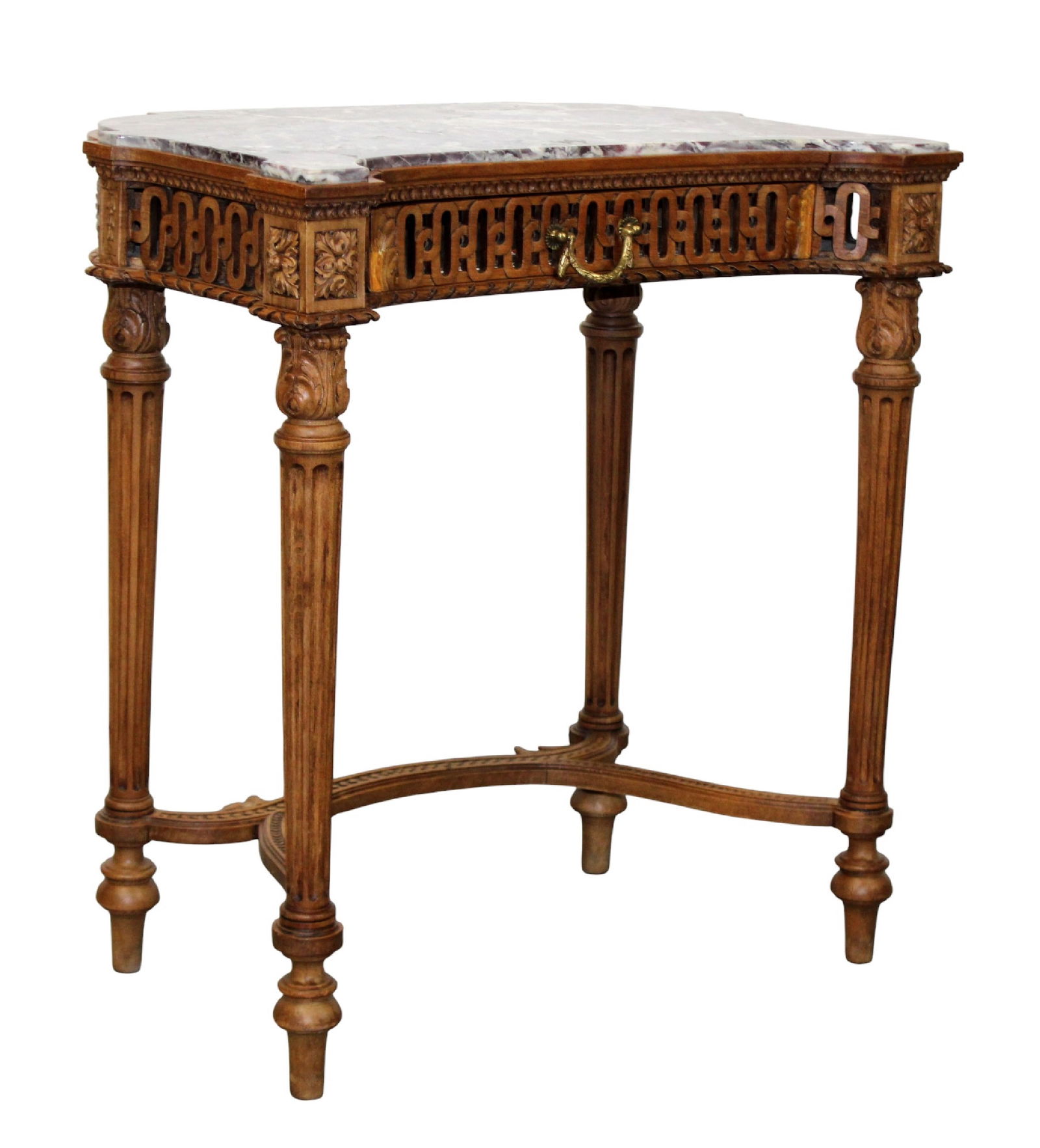 French Louis XVI style writing desk or vanity table with marble top (1 of 10)