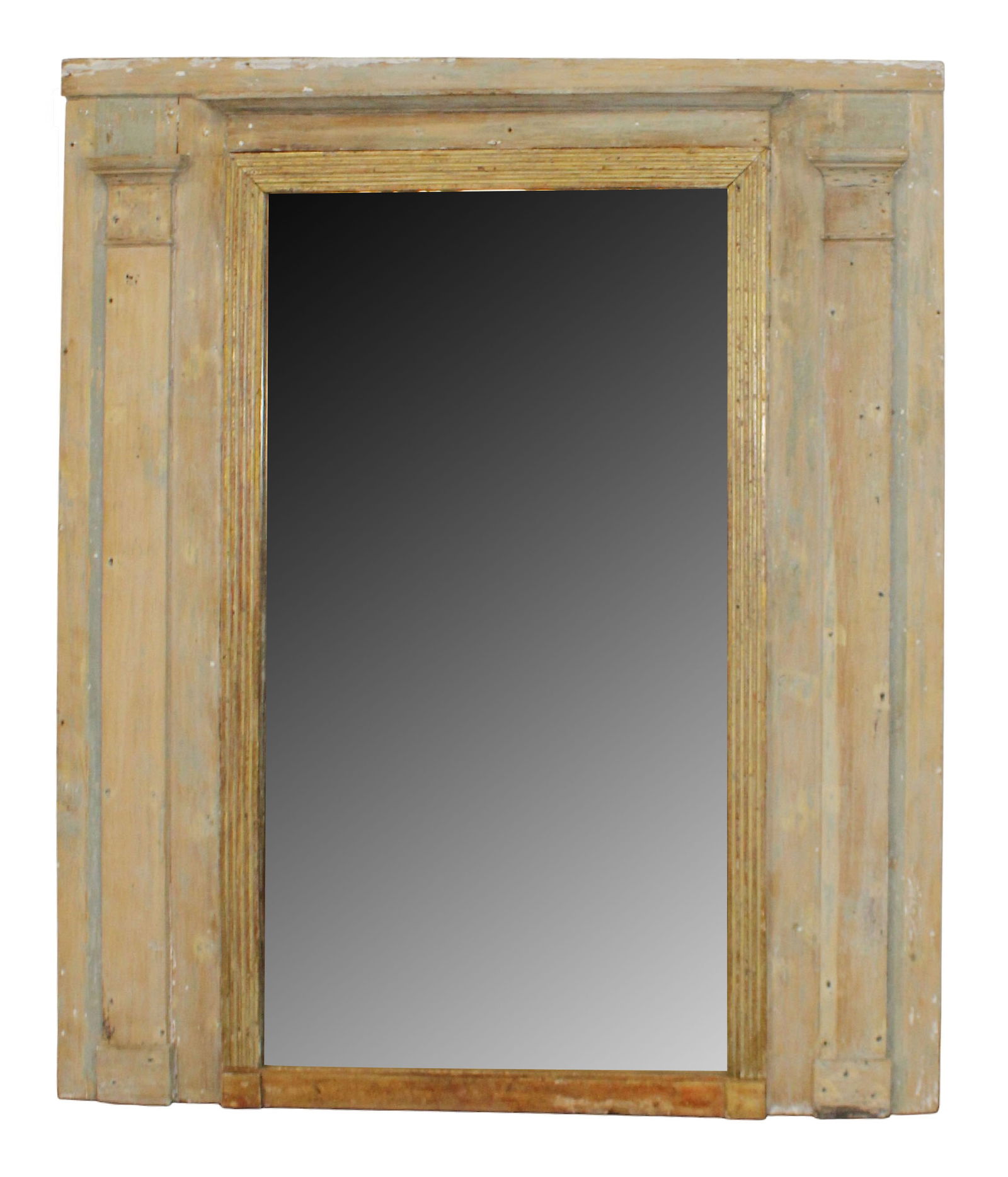 French Directoire reeded trumeau mirror with painted and partial gilt (1 of 12)