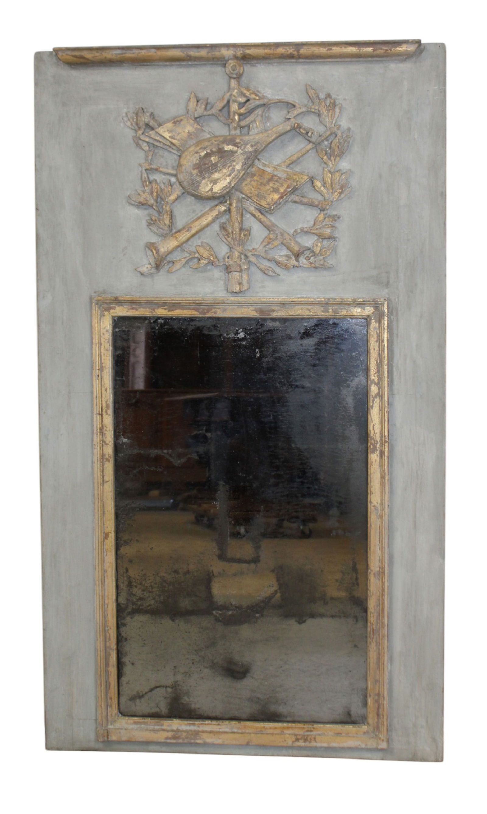 French trumeau mirror with raised musical attributes (1 of 9)