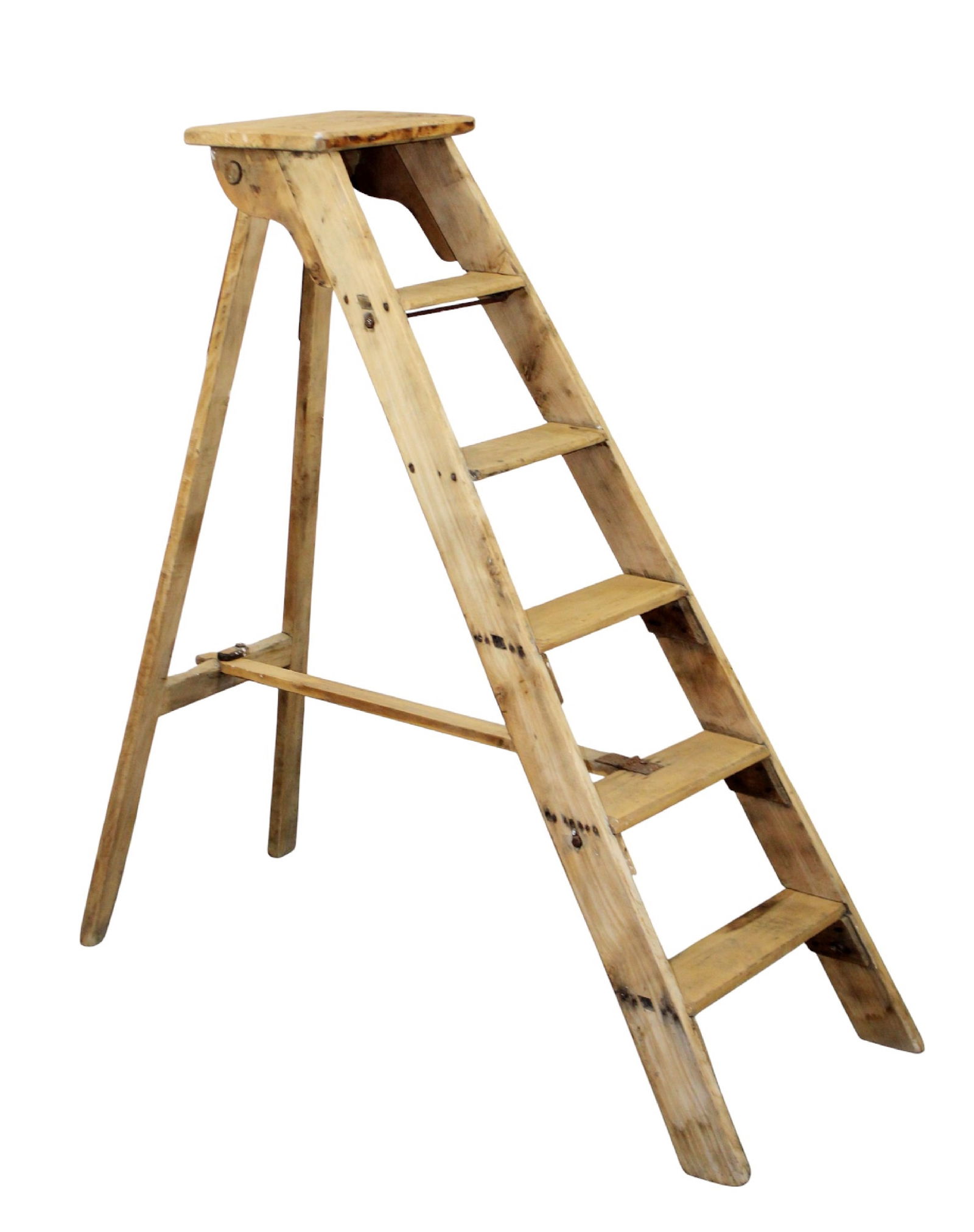 French folding library ladder in natural pine (1 of 13)