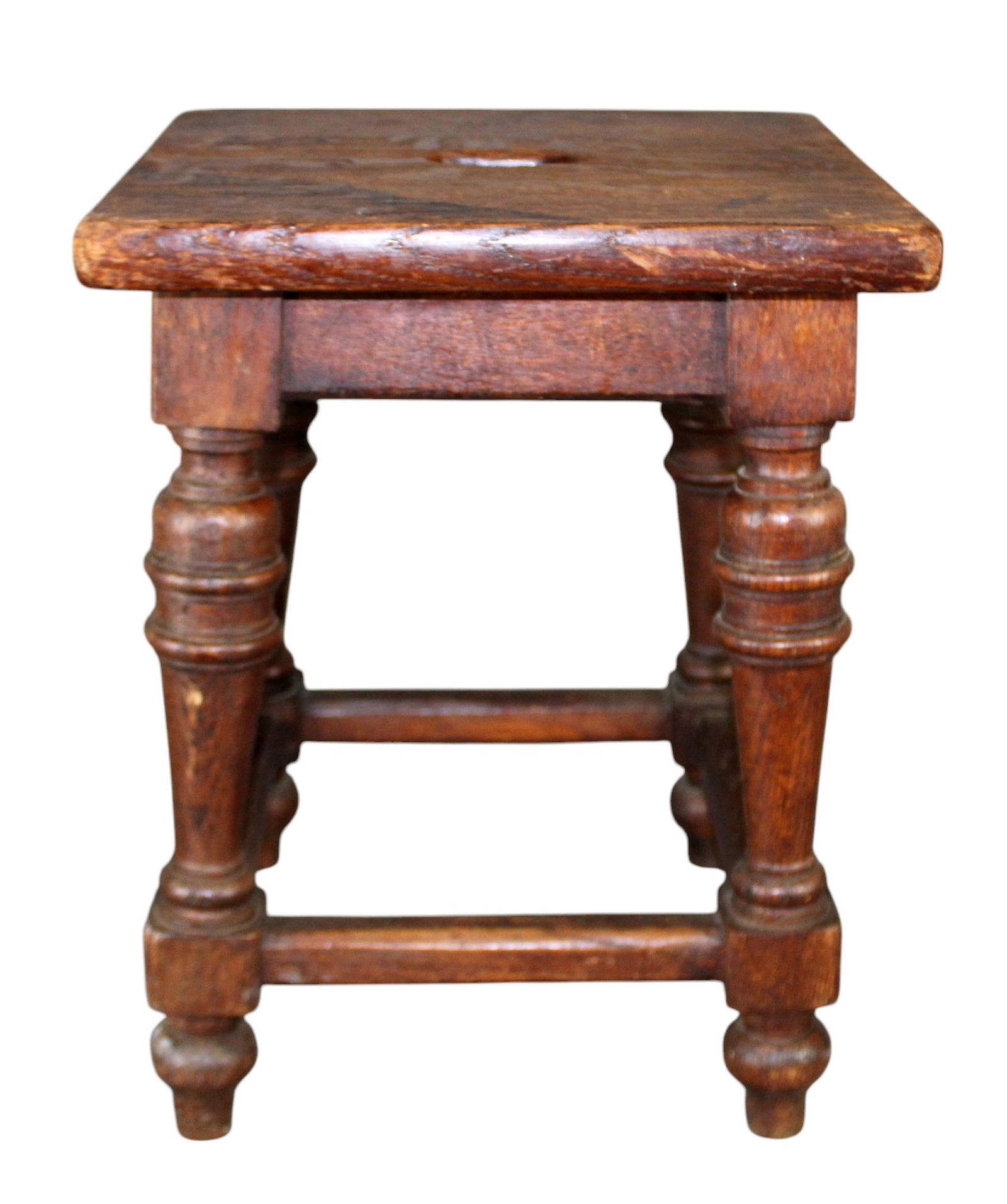 French farmhouse stool in oak on turned legs (1 of 6)