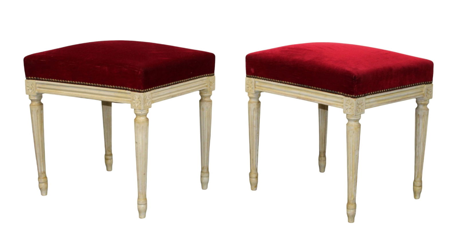 Pair of French Louis XVI style foot stools (1 of 8)