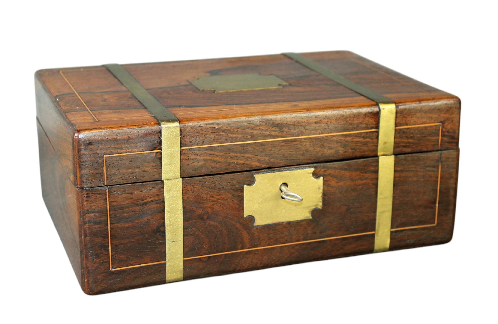 English rosewood box with brass mounts (1 of 11)