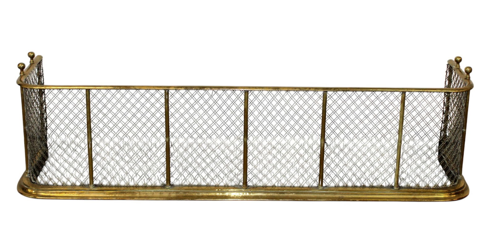 English curved brass and pierced steel fireplace fender (1 of 7)