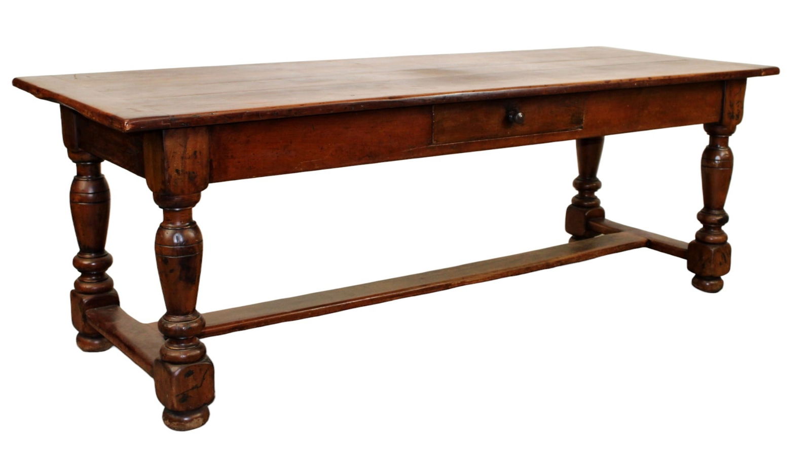 French farmhouse table in walnut with drawer on side (1 of 11)