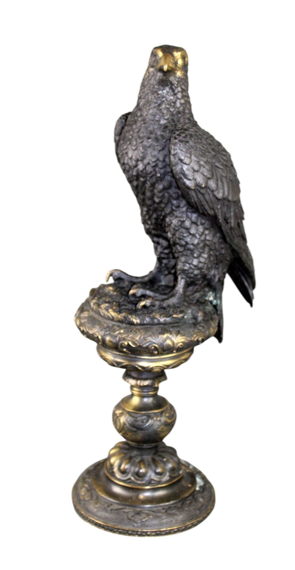 Bronze eagle perched on column sculpture after Archibald Thorburn (Scottish 1860-1935) (1 of 10)