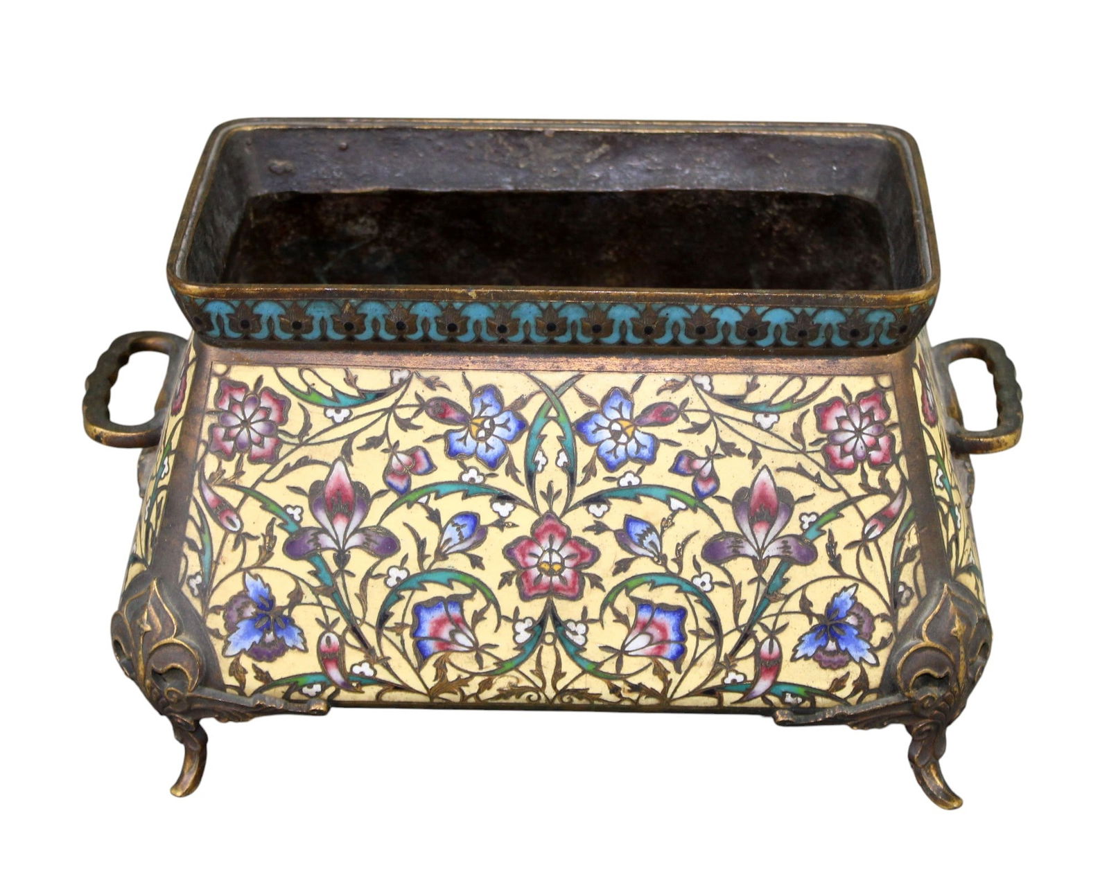 French Barbedienne enamel and bronze cache pot jardiniere (1 of 9)