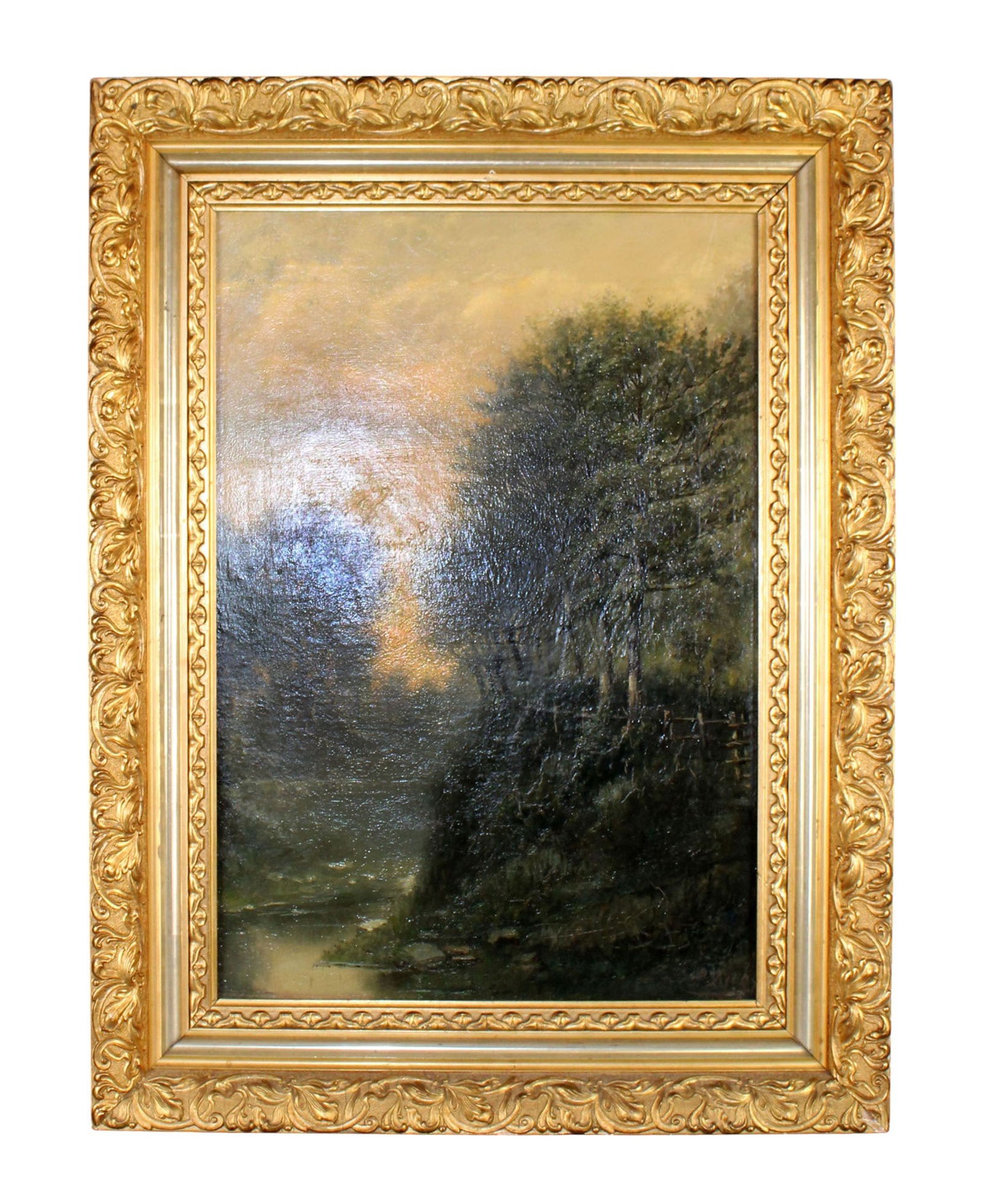 French oil on canvas painting landscape with forest (1 of 13)