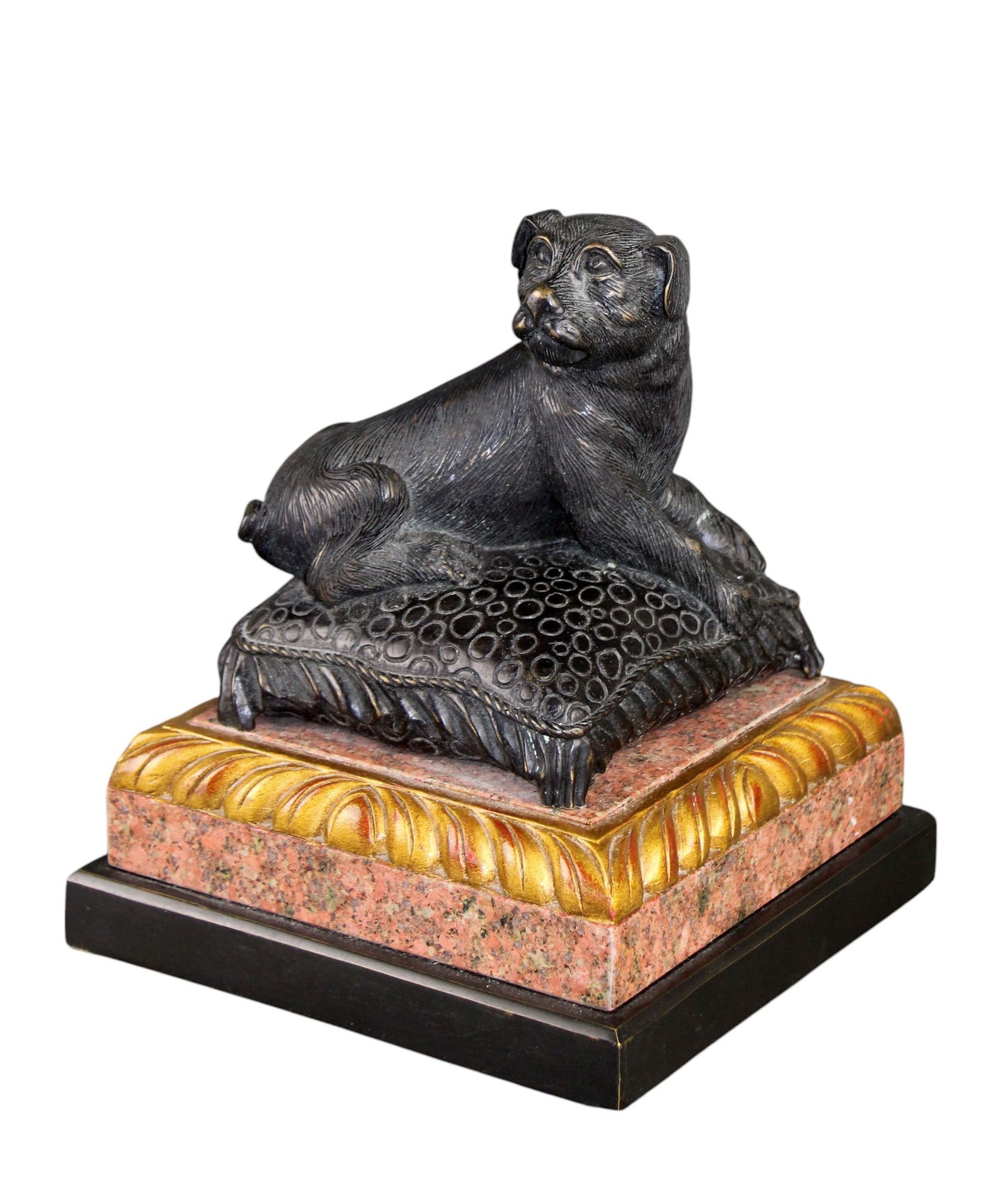 Theodore Alexander bronze dog statue on marble base (1 of 10)